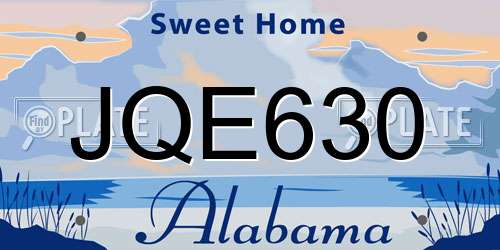 JQE630 Alabama License Plate