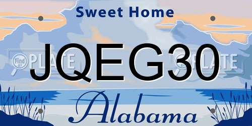 JQEG30 Alabama License Plate