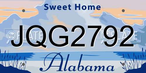 JQG2792 Alabama License Plate