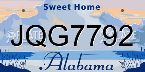JQG7792 Alabama License Plate