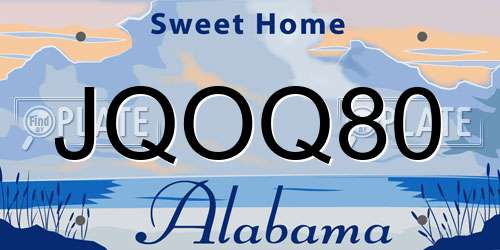 JQOQ80 Alabama License Plate