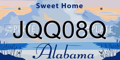 JQQ08Q Alabama License Plate
