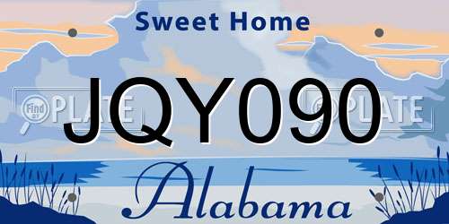JQY090 Alabama License Plate