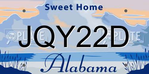 JQY22D Alabama License Plate