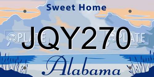 JQY270 Alabama License Plate