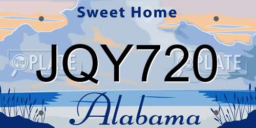 JQY720 Alabama License Plate