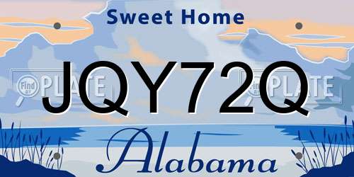 JQY72Q Alabama License Plate