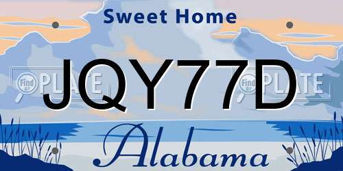 JQY77D Alabama License Plate