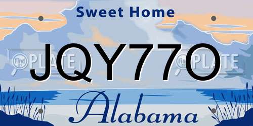 JQY77O Alabama License Plate