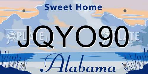 JQYO90 Alabama License Plate