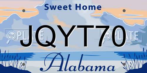 JQYT70 Alabama License Plate