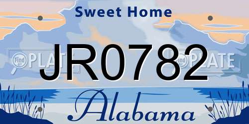 JR0782 Alabama License Plate