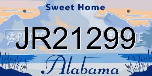 JR21299 Alabama License Plate