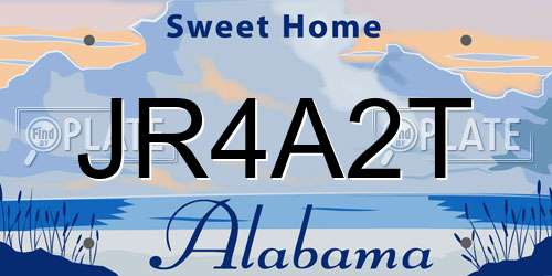 JR4A2T Alabama License Plate