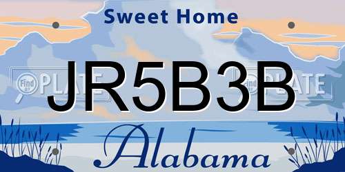 JR5B3B Alabama License Plate