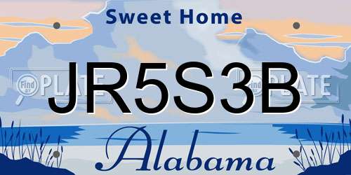 JR5S3B Alabama License Plate