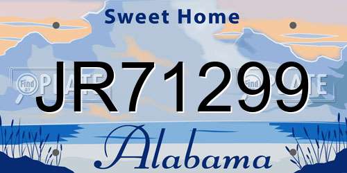 JR71299 Alabama License Plate