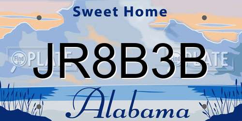 JR8B3B Alabama License Plate