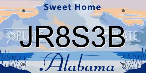JR8S3B Alabama License Plate