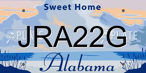 JRA22G Alabama License Plate