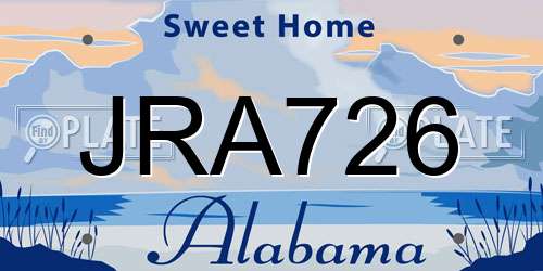 JRA726 Alabama License Plate