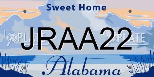 JRAA22 Alabama License Plate