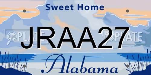 JRAA27 Alabama License Plate