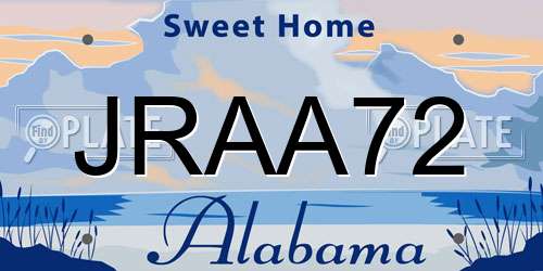 JRAA72 Alabama License Plate