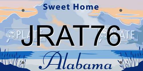 JRAT76 Alabama License Plate