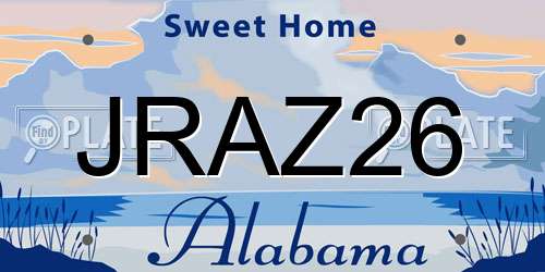 JRAZ26 Alabama License Plate
