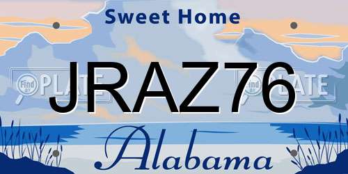 JRAZ76 Alabama License Plate