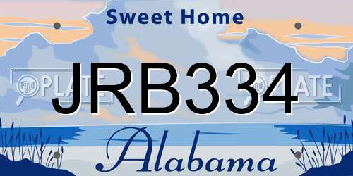 JRB334 Alabama License Plate