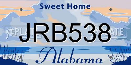 JRB538 Alabama License Plate