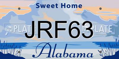 JRF63 Alabama License Plate