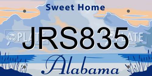 JRS835 Alabama License Plate