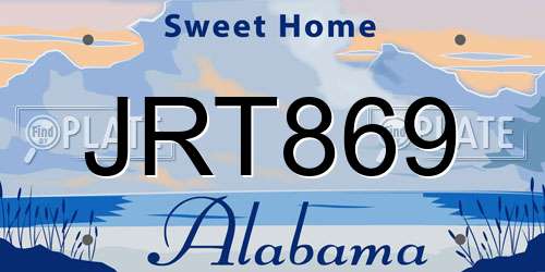 JRT869 Alabama License Plate