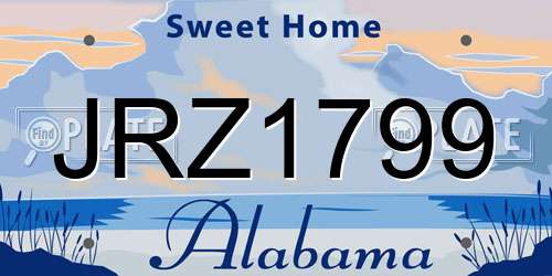JRZ1799 Alabama License Plate