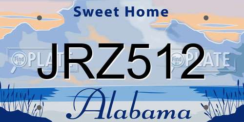 JRZ512 Alabama License Plate
