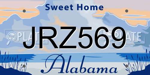 JRZ569 Alabama License Plate