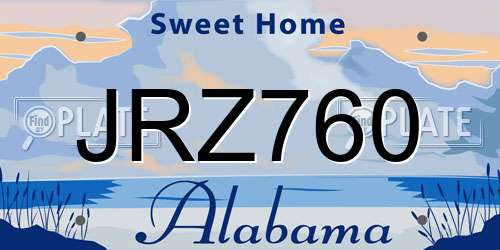 JRZ760 Alabama License Plate