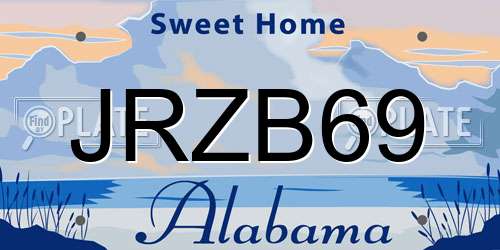 JRZB69 Alabama License Plate
