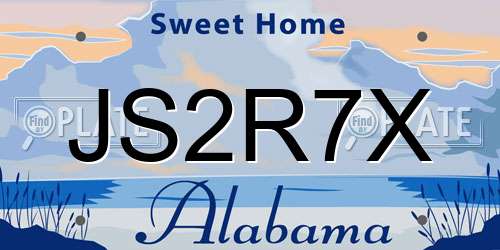 JS2R7X Alabama License Plate