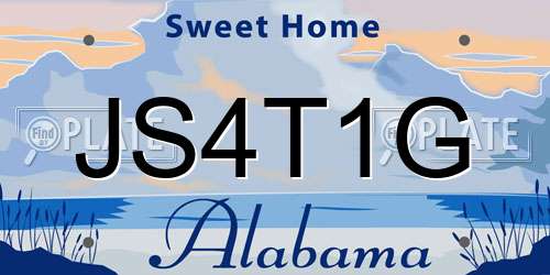 JS4T1G Alabama License Plate