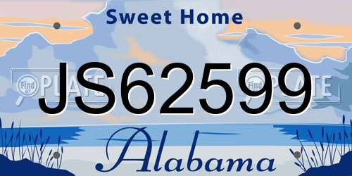 JS62599 Alabama License Plate