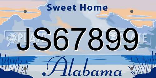 JS67899 Alabama License Plate