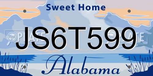 JS6T599 Alabama License Plate