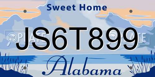 JS6T899 Alabama License Plate