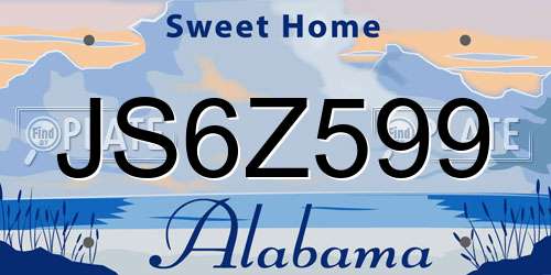 JS6Z599 Alabama License Plate