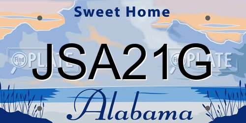 JSA21G Alabama License Plate