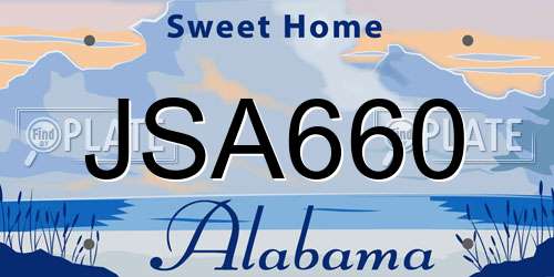 JSA660 Alabama License Plate
